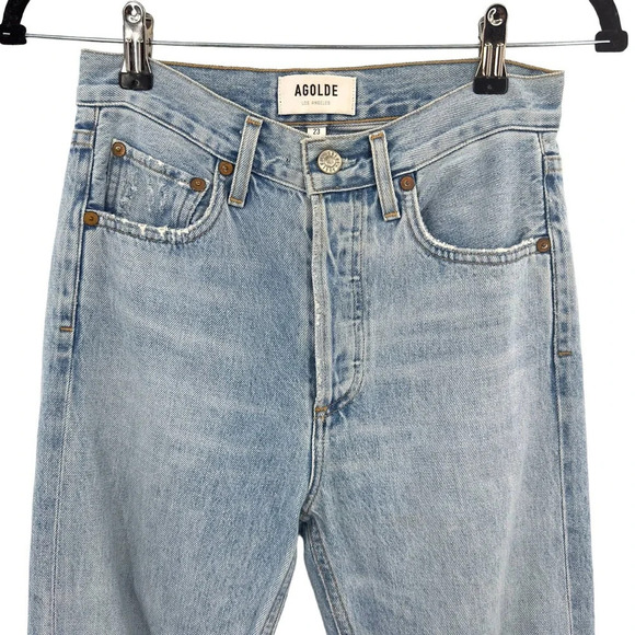 Agolde Jamie Jeans High Rise Classic Denim Shakedown Light Wash Blue Size 23 - Picture 3 of 11